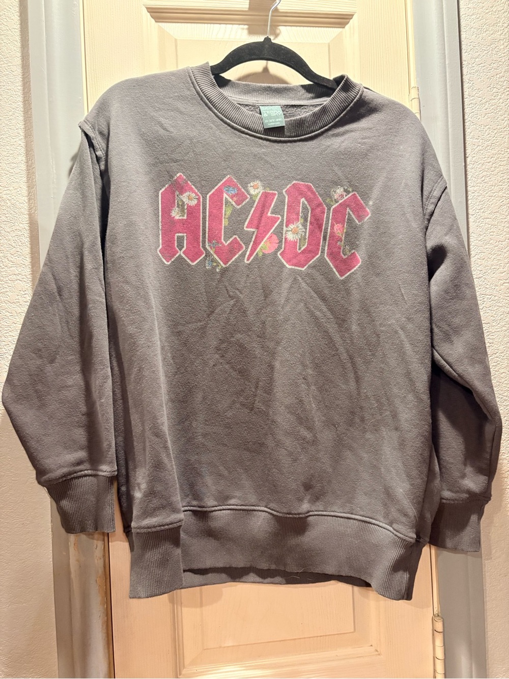 AC/DC Gray Sweatshirt with Pink Logo